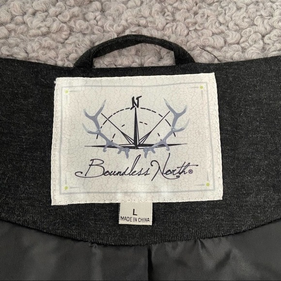 Boundless North Faux Shearling Hooded Storm Jacket Heather Charcoal NWT - Picture 10 of 12